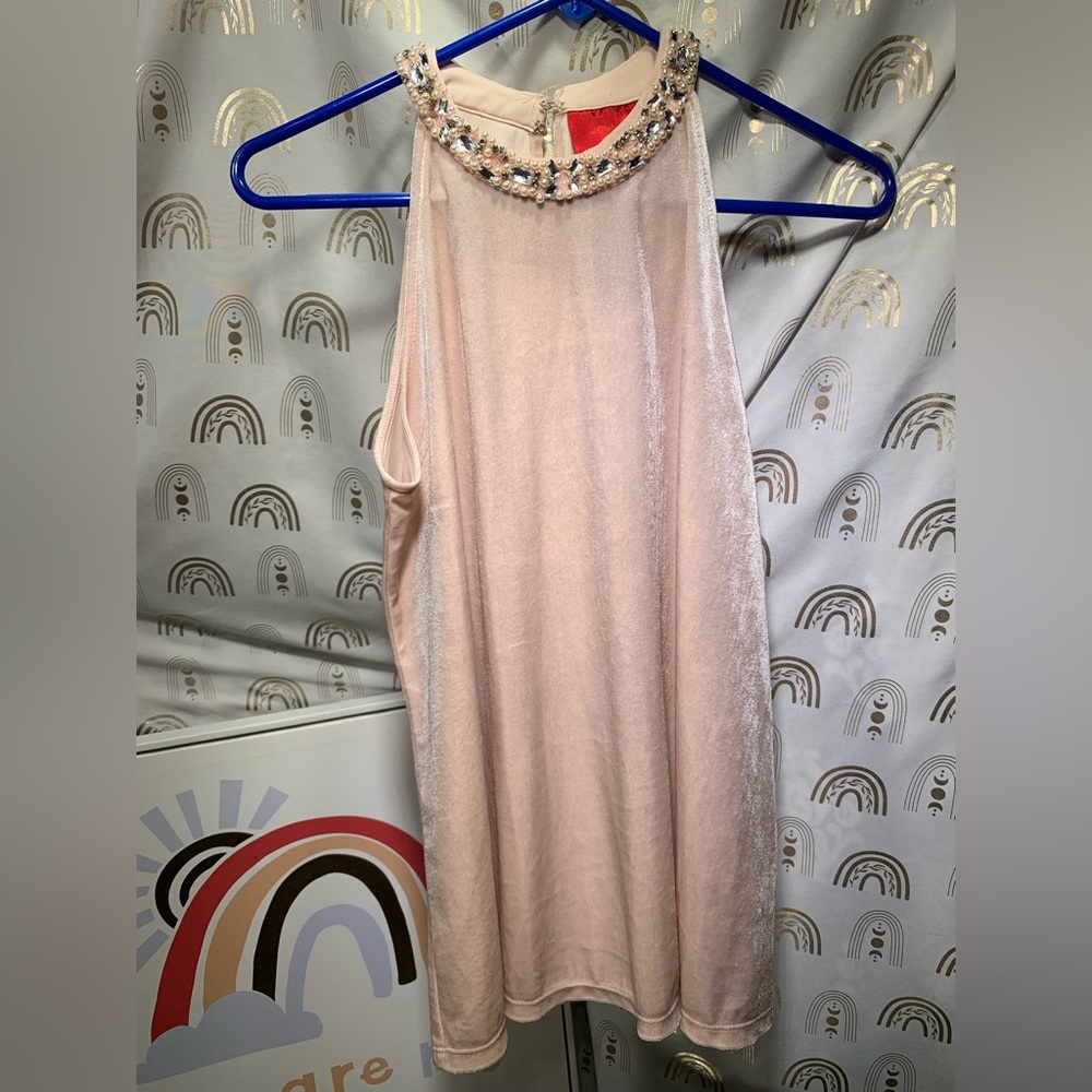 Jennifer Lopez Blush Embellished Halter Top